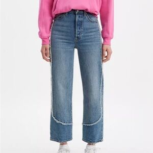 Levi’s Ribcage Button Fly Straight Leg Ankle Fringe Jeans